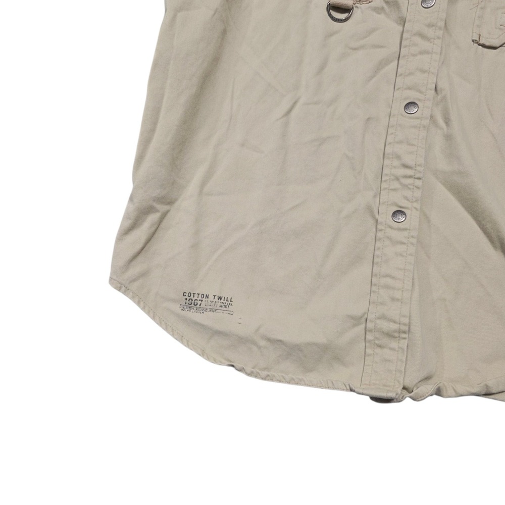 Lauren Ralph Lauren Womens Beige Cotton Twill Roll Tab‎ Sleeve Utility Shirt M - Picture 4 of 7
